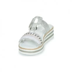 Chaussures Femme Mules Rieker CLOZ Argenté / Blanc -Mules Soldes2022 16606698 500 C