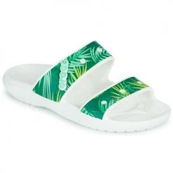 Chaussures Femme Claquettes Crocs CLASSIC CROCS TROPICAL SANDAL Blanc / Vert
