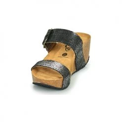 Chaussures Femme Mules Plakton SO ROCK Noir métalisé -Mules Soldes2022 18970672 500 C