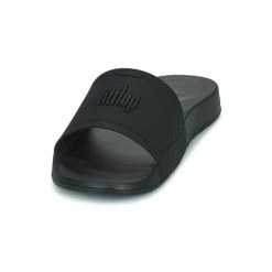Chaussures Femme Mules FitFlop Iqushion Pool Slide Tonal Rubber Noir -Mules Soldes2022 21089208 500 C