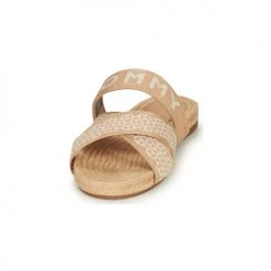 Chaussures Femme Mules Tommy Hilfiger TOMMY WEBBING FLAT ESPADRILLE Beige -Mules Soldes2022 21189990 500 C