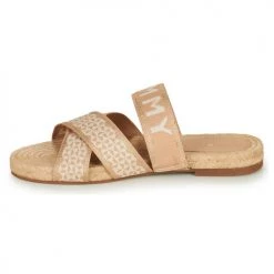 Chaussures Femme Mules Tommy Hilfiger TOMMY WEBBING FLAT ESPADRILLE Beige -Mules Soldes2022 21189990 500 D