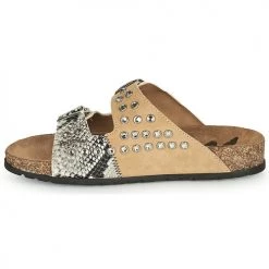 Chaussures Femme Mules Meline SUN4 Beige / Noir -Mules Soldes2022 21206901 500 D