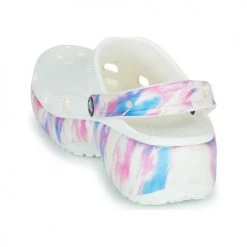 Chaussures Femme Sabots Crocs CLASSIC PLATFORM DREAM CLOG W Blanc / Multicolore -Mules Soldes2022 21667690 500 E