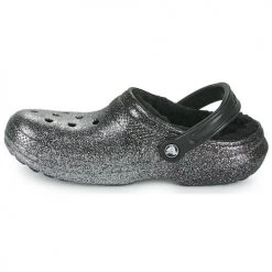 Chaussures Femme Sabots Crocs CLASSIC GLITTER LINED CLOG Noir / Argent -Mules Soldes2022 22802703 500 D