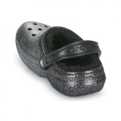 Chaussures Femme Sabots Crocs CLASSIC GLITTER LINED CLOG Noir / Argent -Mules Soldes2022 22802703 500 E