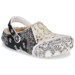 Chaussures Femme Sabots Crocs CLASSIC LINED BANDANA CLOG Blanc / Beige / Noir