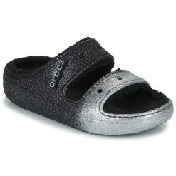 Chaussures Femme Mules Crocs CLASSIC COZZZY GLITTER SANDAL Noir / Argent