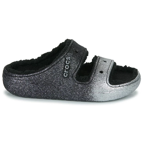 Chaussures Femme Mules Crocs CLASSIC COZZZY GLITTER SANDAL Noir / Argent 4 Chaussures Femme Mules Crocs CLASSIC COZZZY GLITTER SANDAL Noir / Argent – Image 2