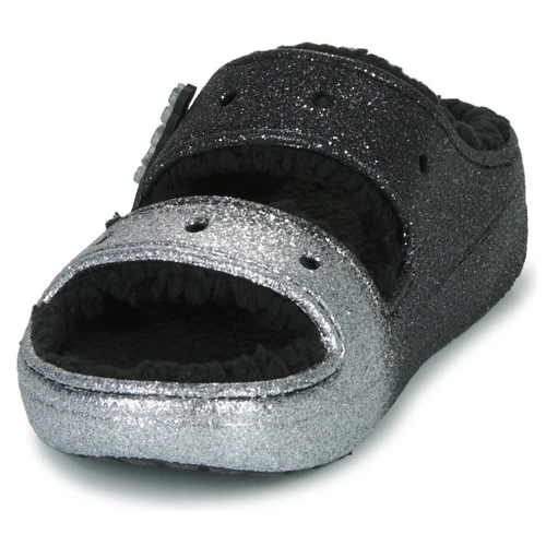 Chaussures Femme Mules Crocs CLASSIC COZZZY GLITTER SANDAL Noir / Argent 5 Chaussures Femme Mules Crocs CLASSIC COZZZY GLITTER SANDAL Noir / Argent – Image 3