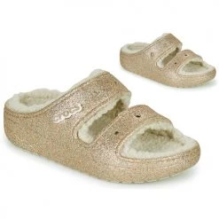 Chaussures Femme Mules Crocs CLASSIC COZZZY GLITTER SANDAL Doré