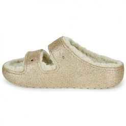 Chaussures Femme Mules Crocs CLASSIC COZZZY GLITTER SANDAL Doré -Mules Soldes2022 22802724 500 D