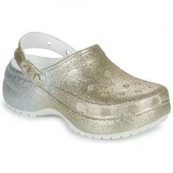 Chaussures Femme Sabots Crocs CLSCPLATFORMOMBREGLITTERCLOGW Blanc / Doré