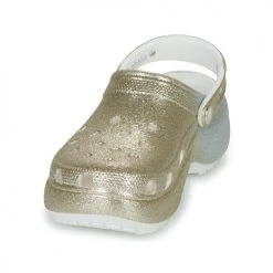 Chaussures Femme Sabots Crocs CLSCPLATFORMOMBREGLITTERCLOGW Blanc / Doré -Mules Soldes2022 22802726 500 C