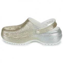 Chaussures Femme Sabots Crocs CLSCPLATFORMOMBREGLITTERCLOGW Blanc / Doré -Mules Soldes2022 22802726 500 D